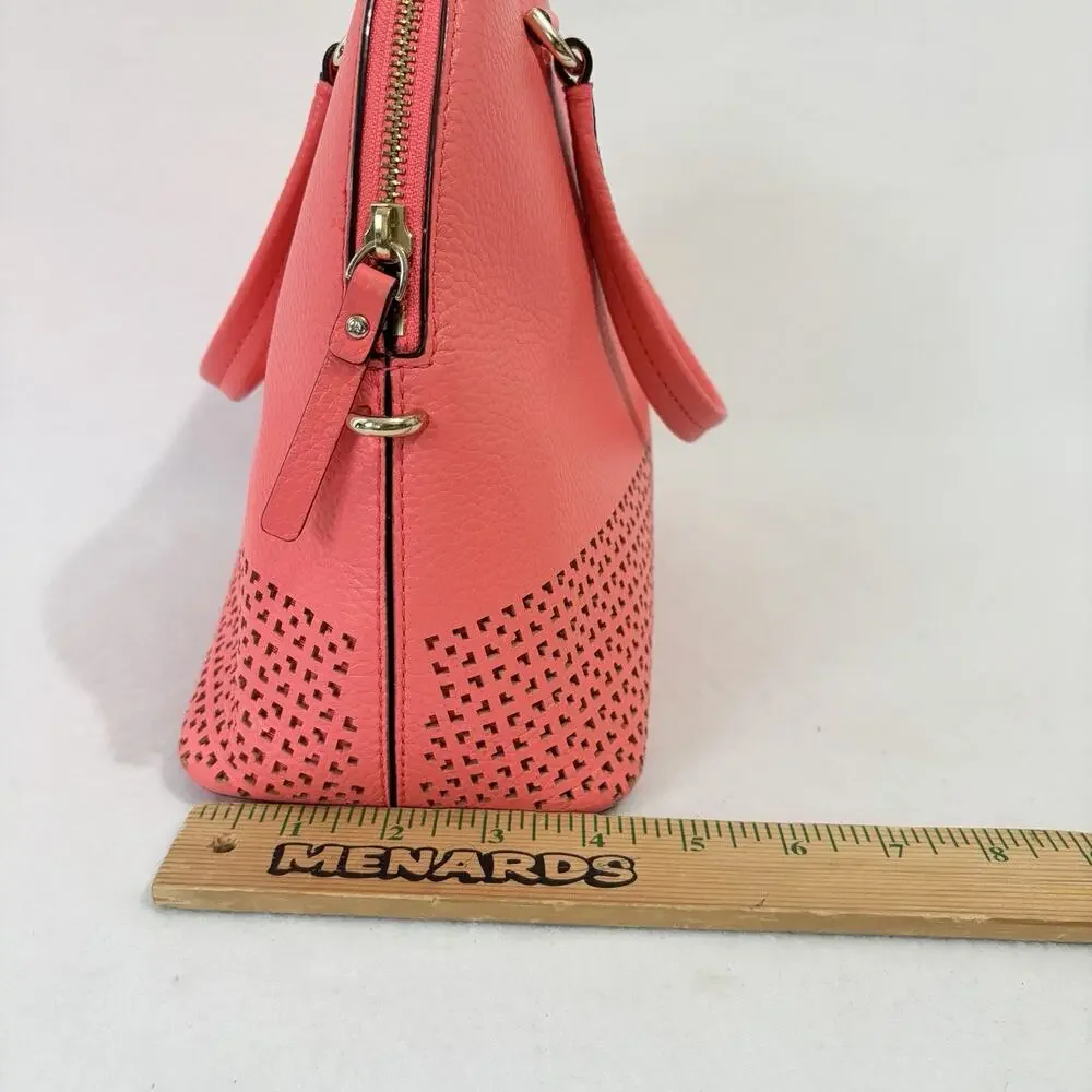 Kate Spade Wakefield Lane Carli Coral Handbag Pinkish Orange Laser Cut Purse
